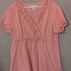 Women's Coral Ruffle Top
